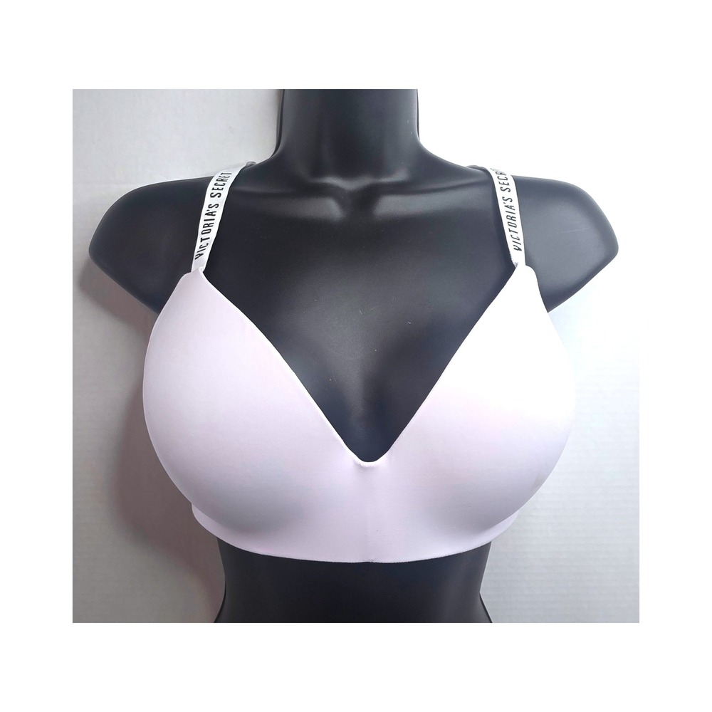 Victorias Secret T-Shirt Lightly Lined Wireless Bra Lilac‎ Logo Straps 34DD/E75